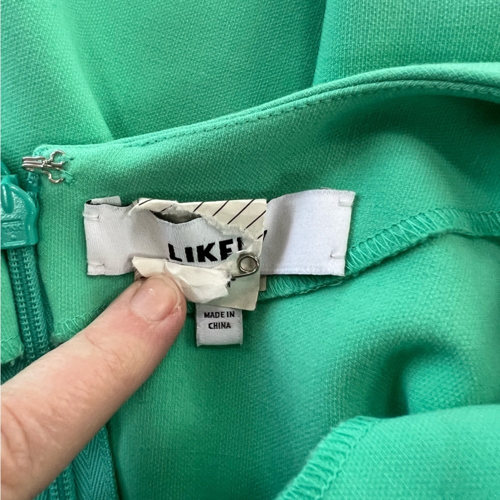 Likely Rounded Neck Body Con Unlined Sheath Sleeveless Mini Dress Aqua Green, 4 - Picture 5 of 9